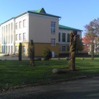 Каменец Деревянные скульптуры возле школы, Каменец