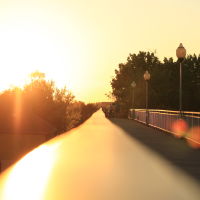 sunset on the pedestrian railway bridge, Светлогорск