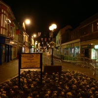 Central street of Stafford at night, Стаффорд
