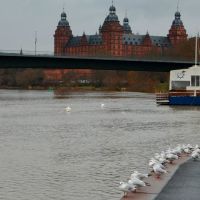 Aschaffenburg - Hochwasser im Hafen 01.2012 (Flood) - Restaurant Arche Noah am Floßhafen, Ашхаффенбург