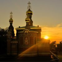 Russische Kirche mit untergehender Sonne, Дармштадт