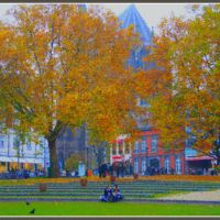 Herbstidylle im Luisengarten vor dem Aachener Dom, Аахен