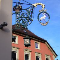 Freiburg, Restaurantschild des Restaurants Storchen La Cicogna ¦ pilago, Фрайбург