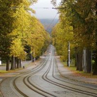 podzim u tramvajove trati v Lidovych sadech, Либерец