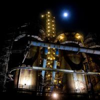 Night blast furnace with full moon/ Noční vysoká pec s úplňkem. Please see full size, Острава