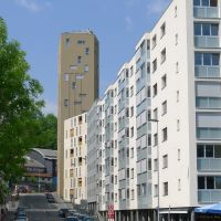 Modern Architecture in Fribourg {Boulevard de Pérolles vers Rue de lindustrie}, Фрейбург
