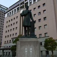 The statue of Yoshitoshi Kawaji founder of modern police of japan,Kagoshima,Japan, Каноя
