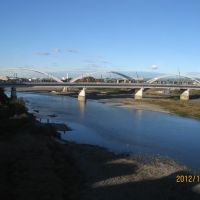 相模川と相模大橋・あゆみ橋（小田急線列車内から見る）, Ацуги