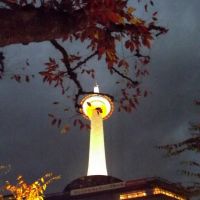 Kyoto Tower with Autumn leaves., Киото