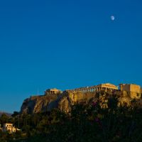 Akropolis and the moon... Athens.. Greece..by geotsak, Афины