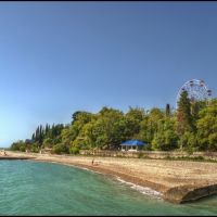 View on the beach and park of the city Gudauta., Гудаута
