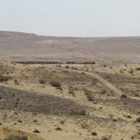 2953  Dimona, a freight train coming down the desert landscape Nahal Zin phosphate plant, Димона