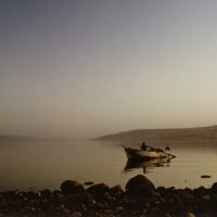 Fisherboat on lake of Tiberias, Тверия