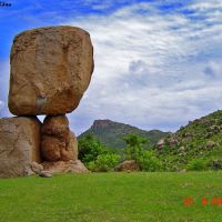 A Beautiful granitic Tor stands studded on a grass covered hill,near wailpally village., Анакапал