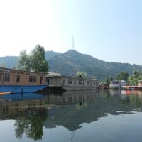 Houseboats lined up along coastline of Dal Lake: Srinagar, Kashmir Valley, Jammu & Kashmir, Сринагар