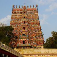 Madurai,  Gopuram du temple Minakshi dans le Tamil Nadu (Inde du Sud)., Мадурай