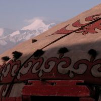 The morning view from our Yurt towards the Pamir mountains, Сары-Таш
