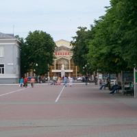 View on rail station through central square, Жлобин