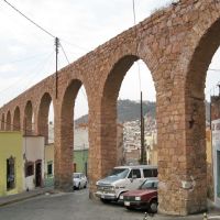 The historic aqueduct across a residential area, Сомбререт