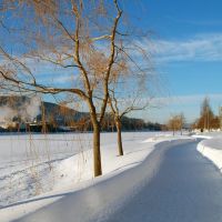 A riverside walk in winter., Драммен
