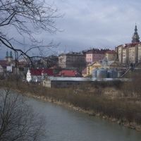Blick auf Glatz, Neiße und Mühlgraben von der Bahnhofstraßenbrücke, Клодзко