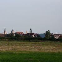 panorama miasta z koryta Oławki, Олава