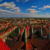 POL Gdansk City & [Motlawa] from Bazylika Mariacka wiezy Panorama by KWOT, Гданьск