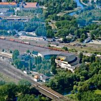 Piła - stacja kolejowa: stara i nowa parowozownia; widok od strony południowej, Пила