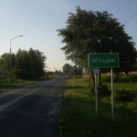 Milejów; wjazd od strony północnej, Лешна