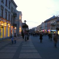 Lublin street view in evening, Люблин