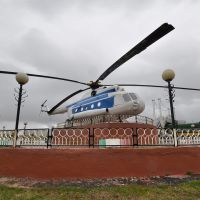 Helicopter Mil Mi-8 as monument in Langepas, Лангепас
