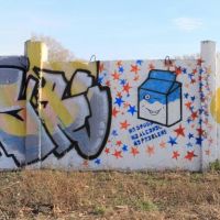 Drugs-Fighting Graffiti on the Fence of Sports Complex Yubileyniy, Рубцовск