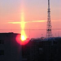 Solar flare and a television tower, Котлас