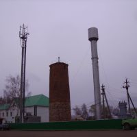 Пожарная часть, вышка мобильной связи, водонапорная башня, Бураево