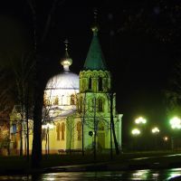 церковь в парке ночью, Губкин
