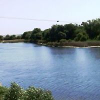 Левый берег реки Бузулук. Взгляд с автомобильного моста. Фото № 1., Новоаннинский