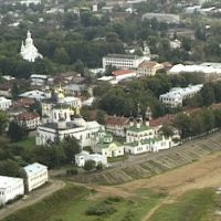 View to Temple comlex of Velikiy Ustyug from airplane, Великий Устюг
