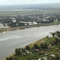 View to Sukhona river and Velikiy Ustyug from airplane, Великий Устюг