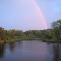Rainbow.  Vitegra River in the center of the town of the same name / Река Вытегра в центре одноимённого города, Вытегра
