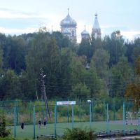 Sports ground and the Cathedral / Спортплощадка и Собор, Вытегра