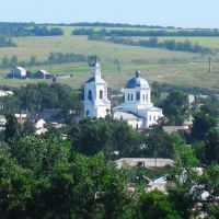 Вид с микрорайона "гора Пеньковая" на Вознесенску церковь и окрестности, Калач