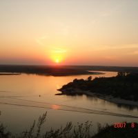 the sunset over Oka river, Павлово