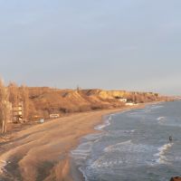 Caspian coast with old sanatoriums south from Kaspiysk, Ачису