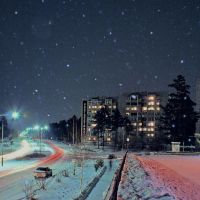 ночной снегопад в Саянске, Зима