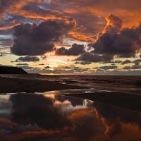 Multi-colored clouds and their reflection. - Разноцветные облака и их отражение., Светлогорск