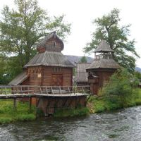 Kamchatka, Esso. Ethnographic Museum from the opposite side of the Uksichan River., Крапивная