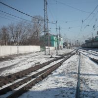 Электропоезд на Томск перед отправлением, Тайга