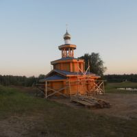 Строящийся деревянный Храм в селе Троица, Боровой