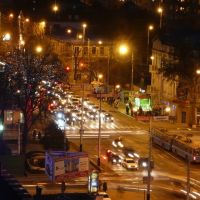 Угол улиц Северной и Красной ночью, Краснодар