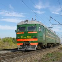 EMU-train ER9M-395 near train station Kuschevka, Кущевская
